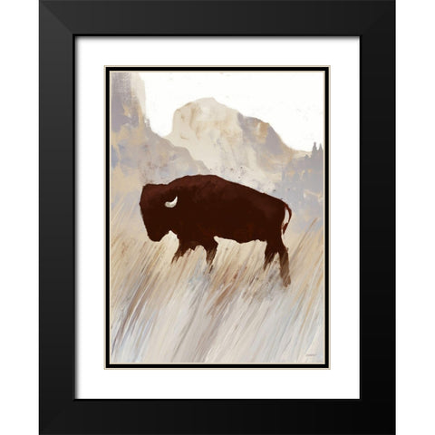 Buffalo Sunset Hill II Black Modern Wood Framed Art Print with Double Matting by Meneely, Dan