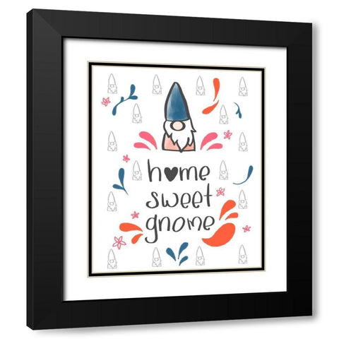 Home Sweet Gnome Black Modern Wood Framed Art Print with Double Matting by Quach, Anna