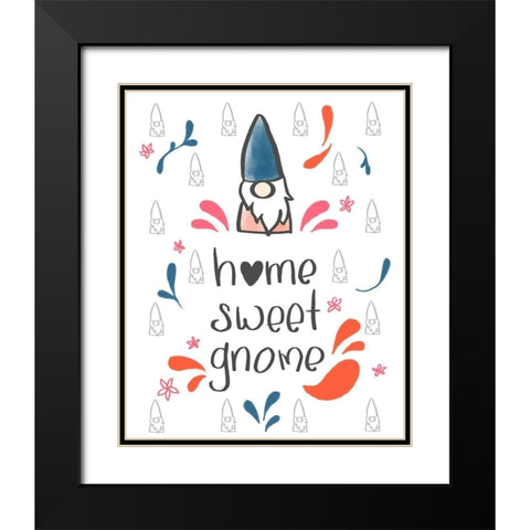 Home Sweet Gnome Black Modern Wood Framed Art Print with Double Matting by Quach, Anna