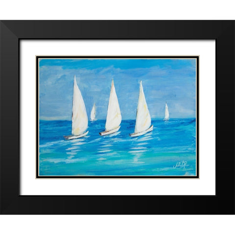 Sailboats II Black Modern Wood Framed Art Print with Double Matting by DeRice, Julie