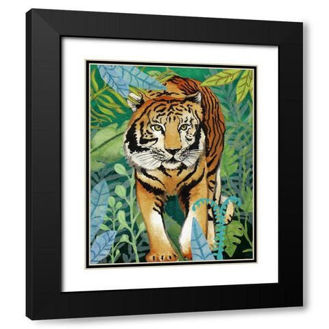 Tiger In The Jungle II Black Modern Wood Framed Art Print with Double Matting by Medley, Elizabeth