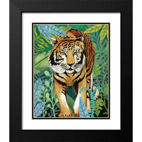 Tiger In The Jungle II Black Modern Wood Framed Art Print with Double Matting by Medley, Elizabeth