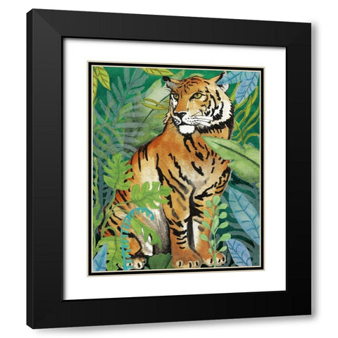 Tiger In The Jungle II Black Modern Wood Framed Art Print with Double Matting by Medley, Elizabeth