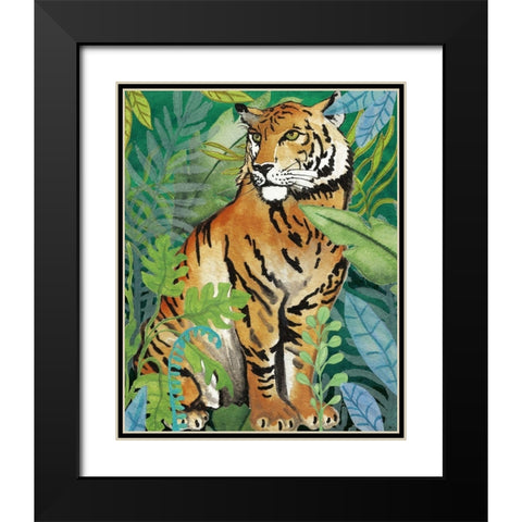 Tiger In The Jungle II Black Modern Wood Framed Art Print with Double Matting by Medley, Elizabeth