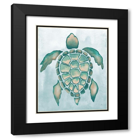 Aquatic Turtle I Black Modern Wood Framed Art Print with Double Matting by Medley, Elizabeth