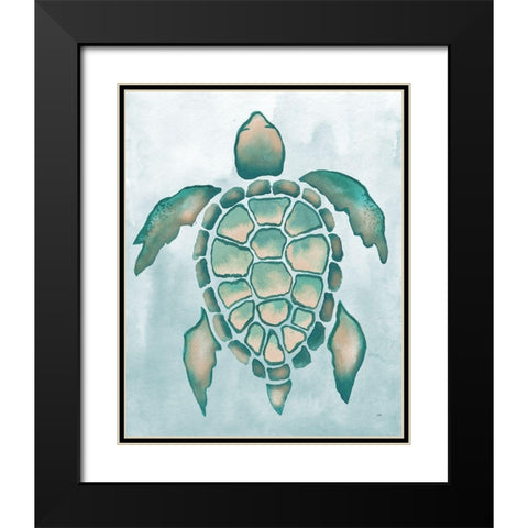 Aquatic Turtle I Black Modern Wood Framed Art Print with Double Matting by Medley, Elizabeth