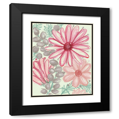 Color Burst Blooms II Black Modern Wood Framed Art Print with Double Matting by Medley, Elizabeth