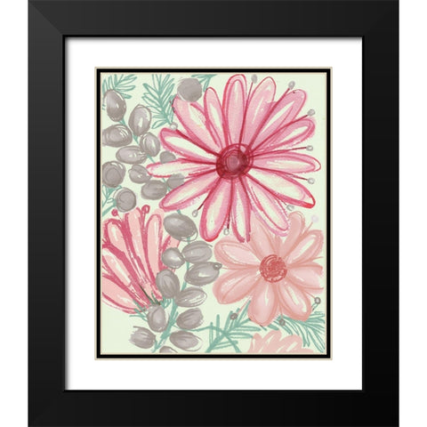 Color Burst Blooms II Black Modern Wood Framed Art Print with Double Matting by Medley, Elizabeth