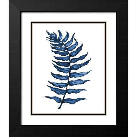 Blue Fern I Black Modern Wood Framed Art Print with Double Matting by Medley, Elizabeth