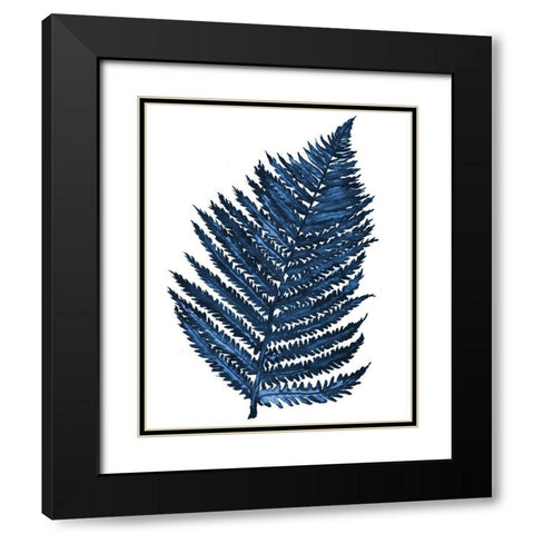 Blue Fern II Black Modern Wood Framed Art Print with Double Matting by Medley, Elizabeth