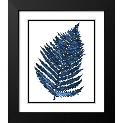 Blue Fern II Black Modern Wood Framed Art Print with Double Matting by Medley, Elizabeth