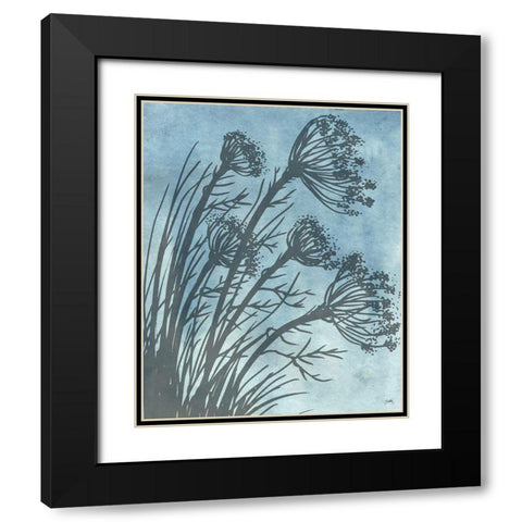 Tall Grasses on Blue II Black Modern Wood Framed Art Print with Double Matting by Medley, Elizabeth