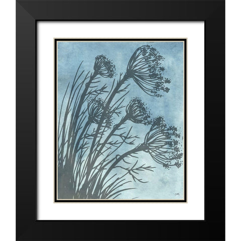 Tall Grasses on Blue II Black Modern Wood Framed Art Print with Double Matting by Medley, Elizabeth