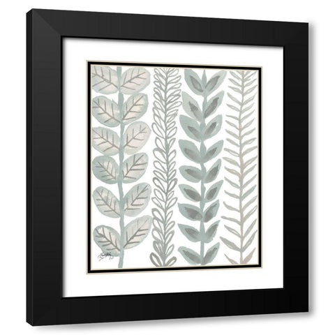 Floral Shades of Gray II Black Modern Wood Framed Art Print with Double Matting by Medley, Elizabeth