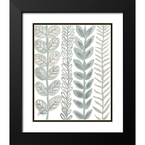 Floral Shades of Gray II Black Modern Wood Framed Art Print with Double Matting by Medley, Elizabeth