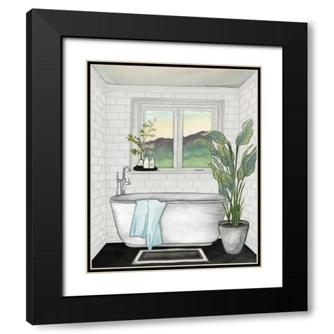 Modern Black and White Bath I Black Modern Wood Framed Art Print with Double Matting by Medley, Elizabeth
