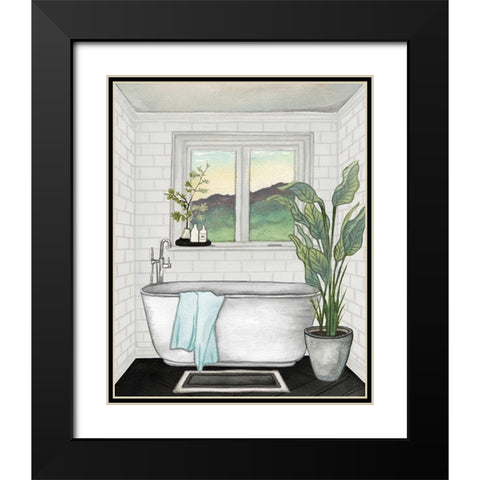 Modern Black and White Bath I Black Modern Wood Framed Art Print with Double Matting by Medley, Elizabeth