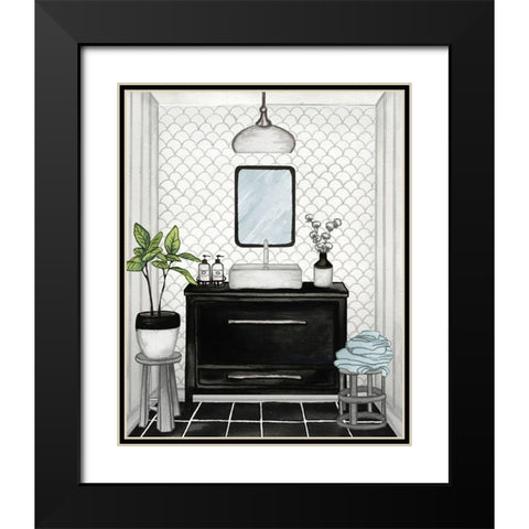 Modern Black and White Bath II Black Modern Wood Framed Art Print with Double Matting by Medley, Elizabeth