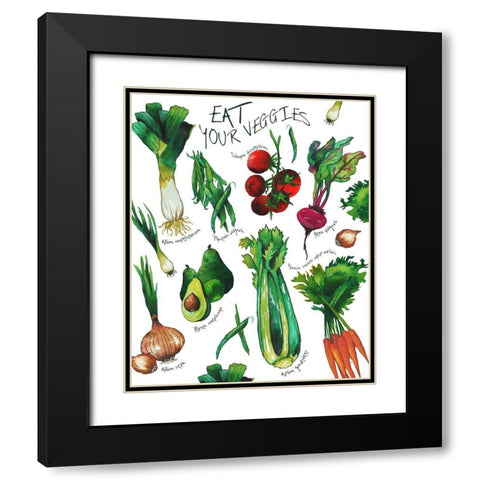 Eat Your Veggies Black Modern Wood Framed Art Print with Double Matting by Medley, Elizabeth