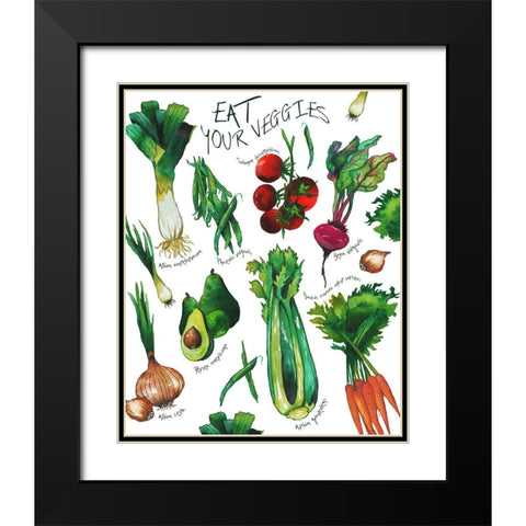 Eat Your Veggies Black Modern Wood Framed Art Print with Double Matting by Medley, Elizabeth