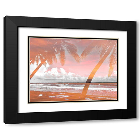 Two Palms Black Modern Wood Framed Art Print with Double Matting by Acosta