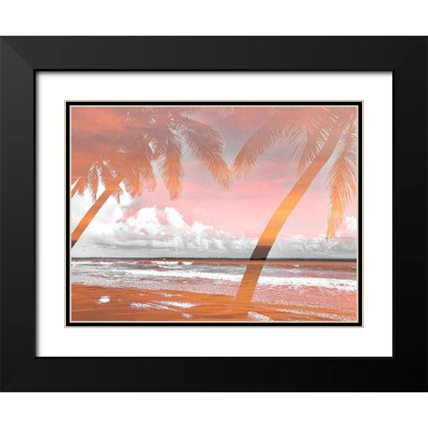 Two Palms Black Modern Wood Framed Art Print with Double Matting by Acosta