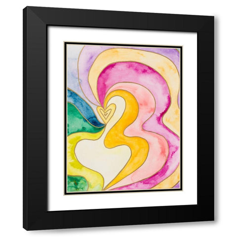 Rainbow Love Black Modern Wood Framed Art Print with Double Matting by James, Nola