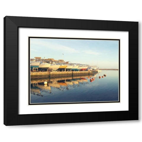 Boat Dock Black Modern Wood Framed Art Print with Double Matting by Jane, Sarah