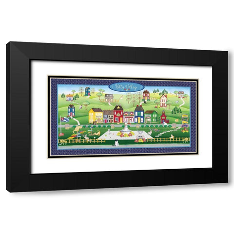 Kitty Cat Village Black Modern Wood Framed Art Print with Double Matting by Metz, Andi
