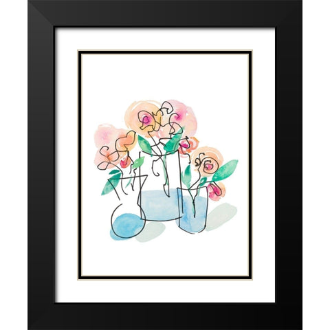 Trois Vases Black Modern Wood Framed Art Print with Double Matting by James, Nola