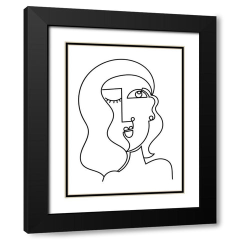 Loopy Line Lady II Black Modern Wood Framed Art Print with Double Matting by Mosher, Deidre