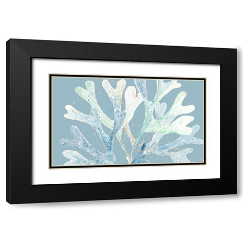 Ocean Coral On Blue Black Modern Wood Framed Art Print with Double Matting by Pinto, Patricia