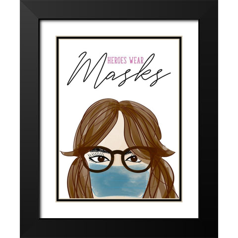 Heroes Wear Masks Black Modern Wood Framed Art Print with Double Matting by Quach, Anna