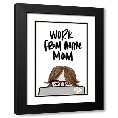 Work From Home Mom (Girl VI) Black Modern Wood Framed Art Print with Double Matting by Quach, Anna