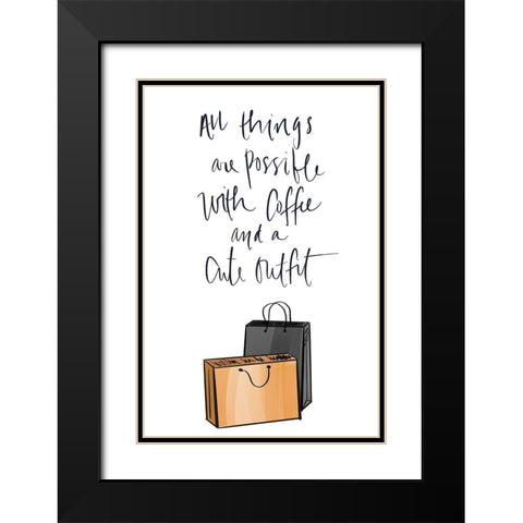 Shopping Bags Black Modern Wood Framed Art Print with Double Matting by Quach, Anna