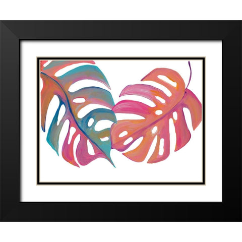 Colorful Palm Leaves III Black Modern Wood Framed Art Print with Double Matting by Ritter, Gina