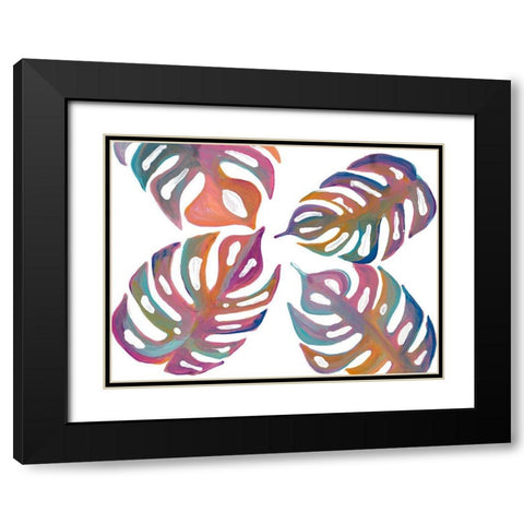 Colorful Palm Leaves I Black Modern Wood Framed Art Print with Double Matting by Ritter, Gina