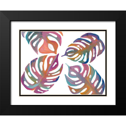 Colorful Palm Leaves I Black Modern Wood Framed Art Print with Double Matting by Ritter, Gina