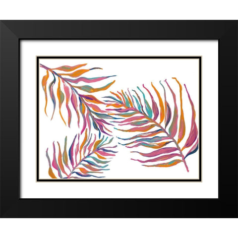 Colorful Palm Leaves II Black Modern Wood Framed Art Print with Double Matting by Ritter, Gina