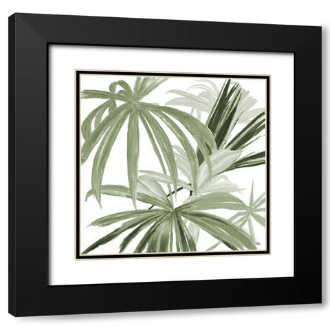 Green Monstera Design II Black Modern Wood Framed Art Print with Double Matting by Pinto, Patricia