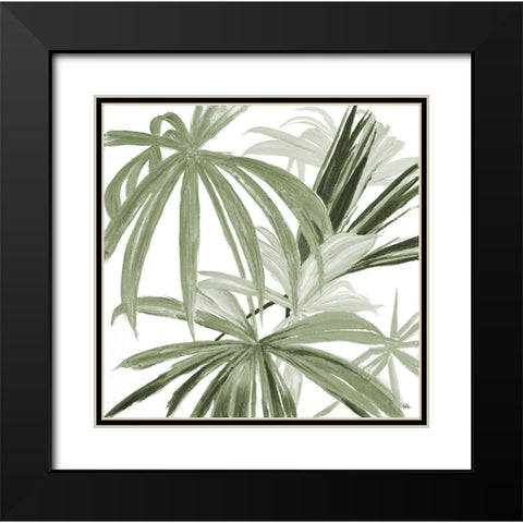 Green Monstera Design II Black Modern Wood Framed Art Print with Double Matting by Pinto, Patricia