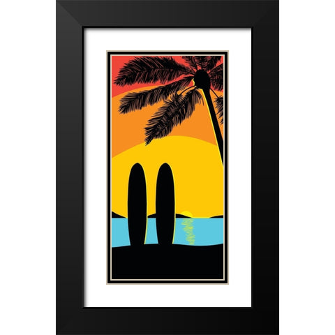 Sunset Surf Panel Black Modern Wood Framed Art Print with Double Matting by Edwins, Hugo
