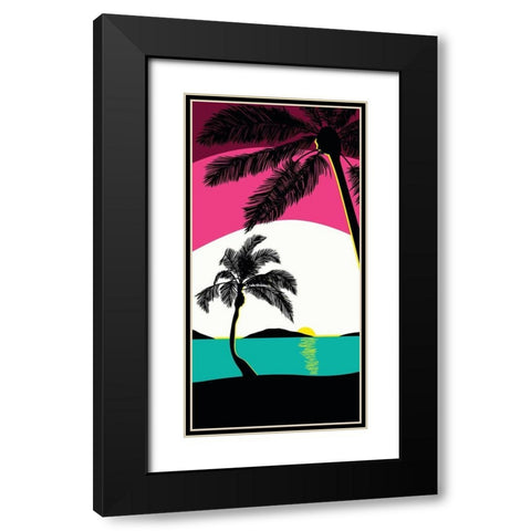 Pink Sunset Surf Panel Black Modern Wood Framed Art Print with Double Matting by Edwins, Hugo