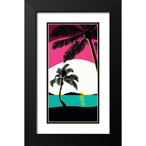 Pink Sunset Surf Panel Black Modern Wood Framed Art Print with Double Matting by Edwins, Hugo
