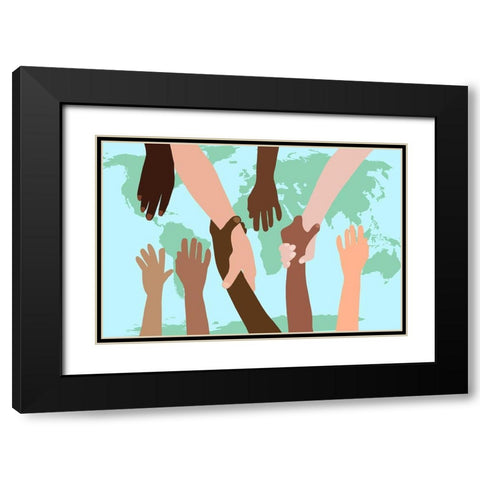Reaching Out Around The World Black Modern Wood Framed Art Print with Double Matting by Bucheli, Jen