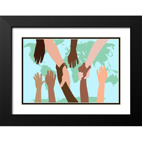 Reaching Out Around The World Black Modern Wood Framed Art Print with Double Matting by Bucheli, Jen