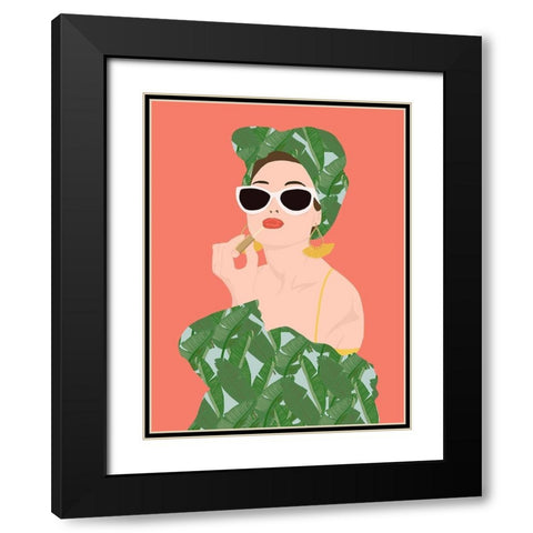 Tropical Lady Black Modern Wood Framed Art Print with Double Matting by Bucheli, Jen