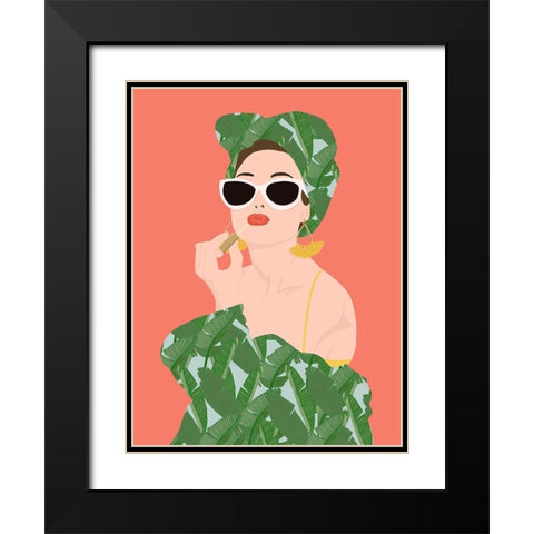 Tropical Lady Black Modern Wood Framed Art Print with Double Matting by Bucheli, Jen