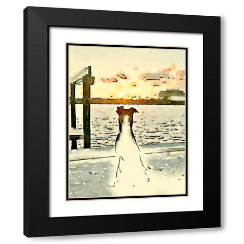 Paws At Sunset Black Modern Wood Framed Art Print with Double Matting by Acosta