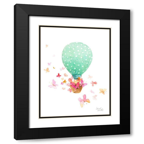 Hot Air Balloon With Butterflies Black Modern Wood Framed Art Print with Double Matting by Loreth, Lanie